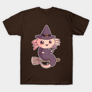 Halloween Axolotl Witch Cute Kawaii Salamander Lover T-Shirt
